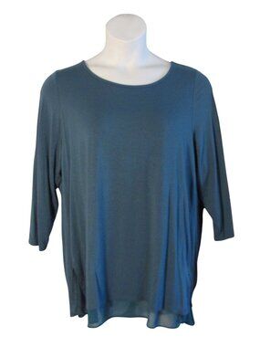Soft Surroundings 1X Teal Blue Shirt Top Tunic Layered Look
